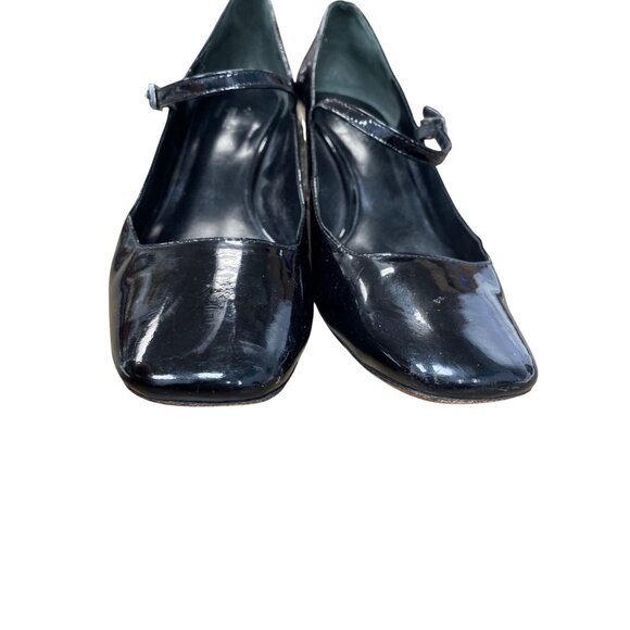 Kate Spade NY  Wms Black Patent Leather Mary Jane Heels Glitter Heel SKU 9708